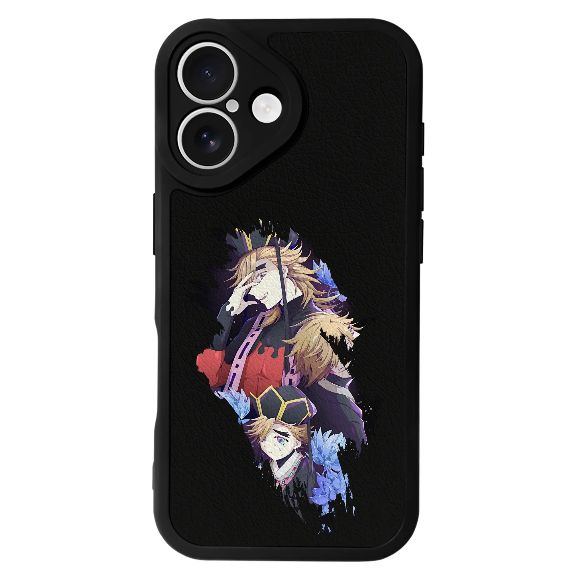 鬼滅の刃 グッズ,童磨 - IPhone 16シリーズ対応 ・ シリコンスマホケース ・ レザー調 ・ 高精度フィット ・ 耐衝撃 ・ ワイヤレス充電対応 ・ 精密カット